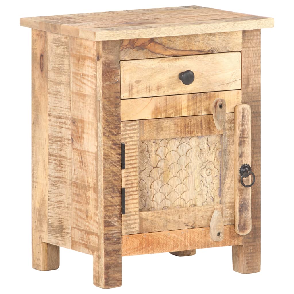 Vetonek Mesita de noche de madera de mango rugosa 40x30x50 cm 