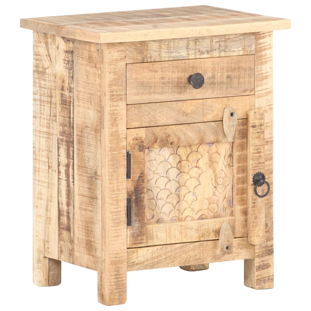 Mesita de noche de madera de mango rugosa 40x30x50 cm - Vetonek