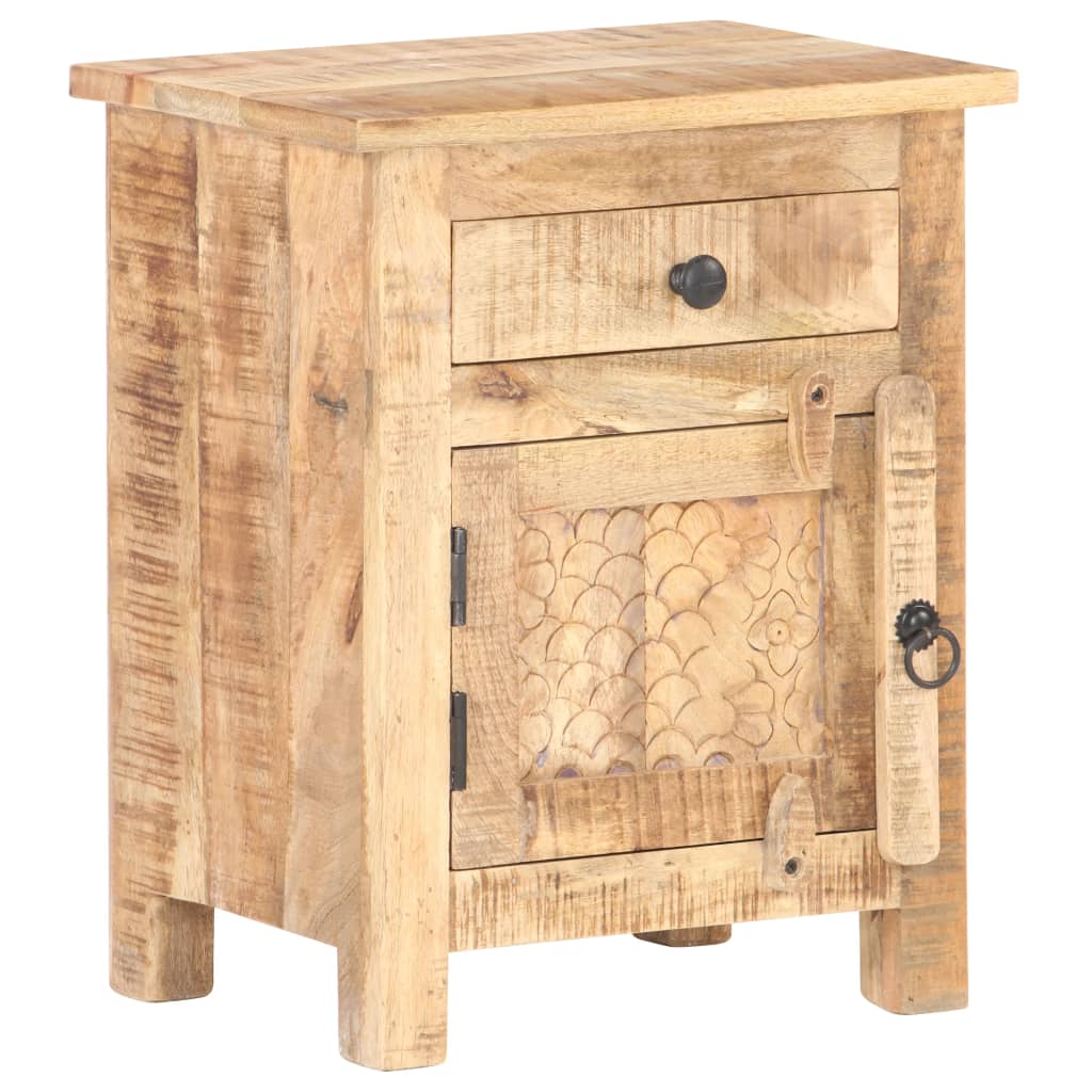 Mesita de noche de madera de mango rugosa 40x30x50 cm - Vetonek