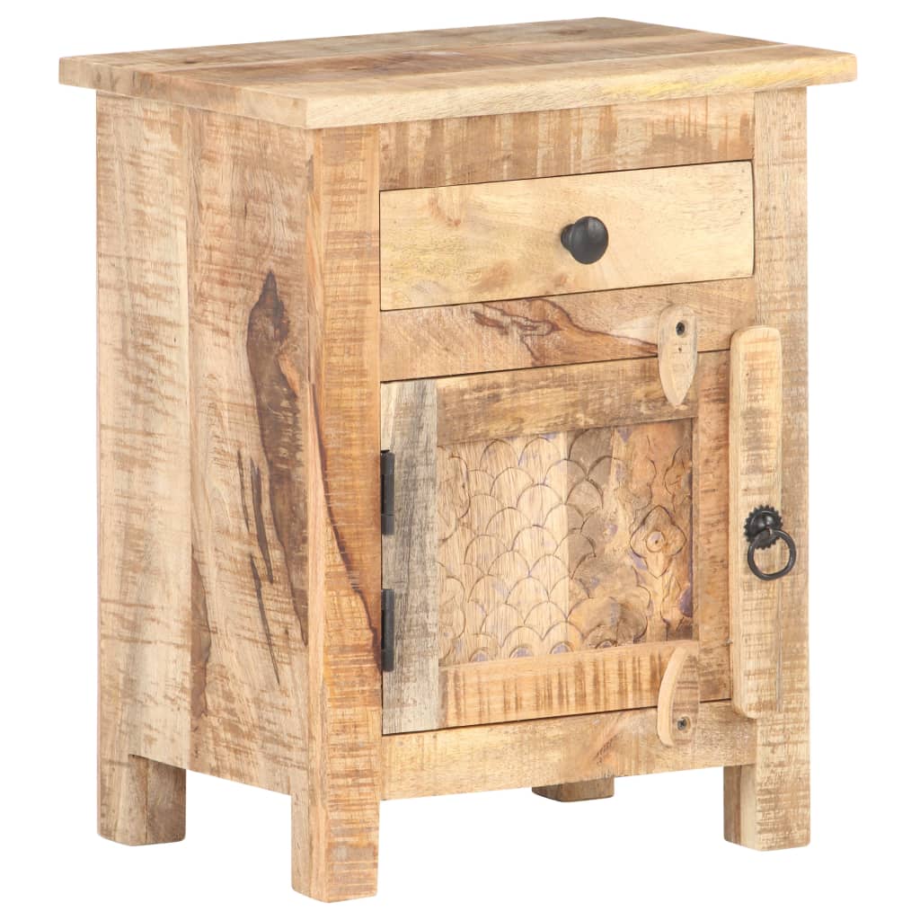 Mesita de noche de madera de mango rugosa 40x30x50 cm - Vetonek