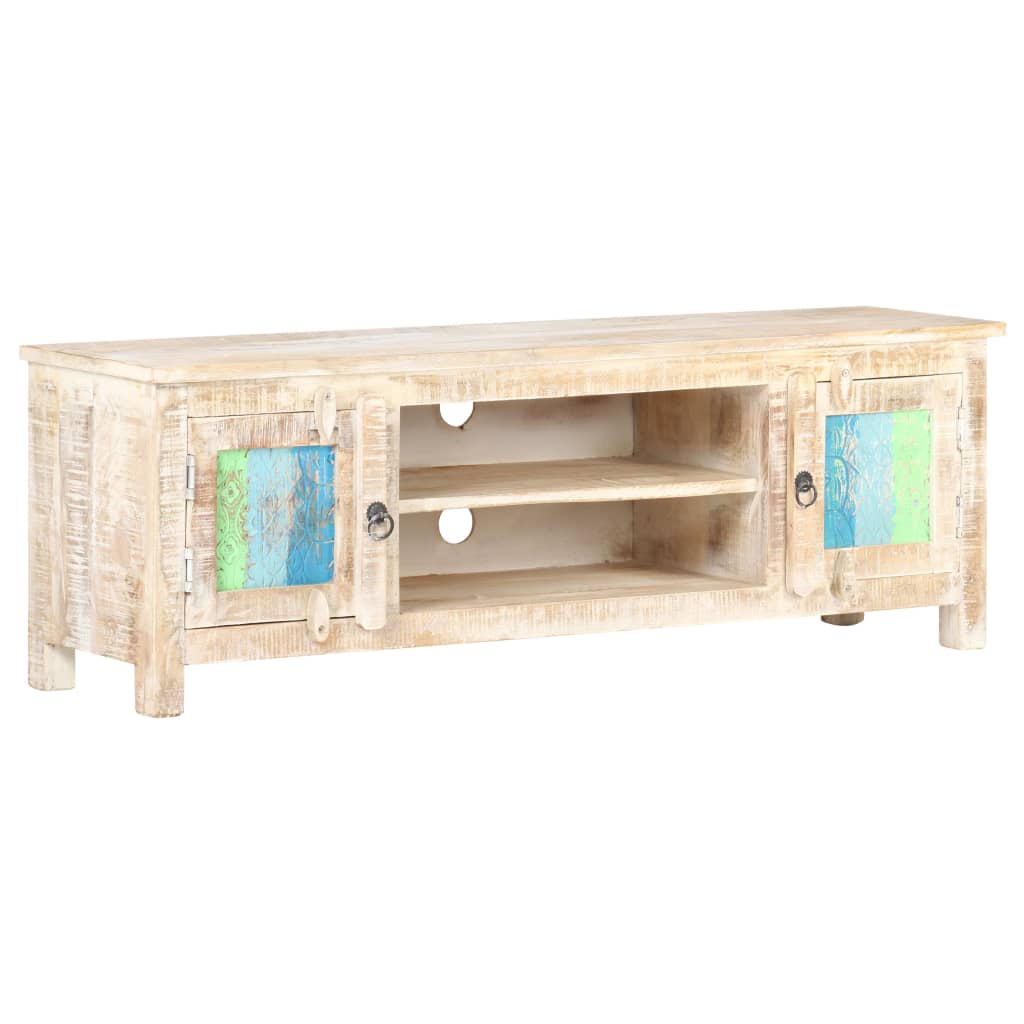 Vetonek Mueble para TV de madera maciza de acacia rugosa 120x30x40 cm