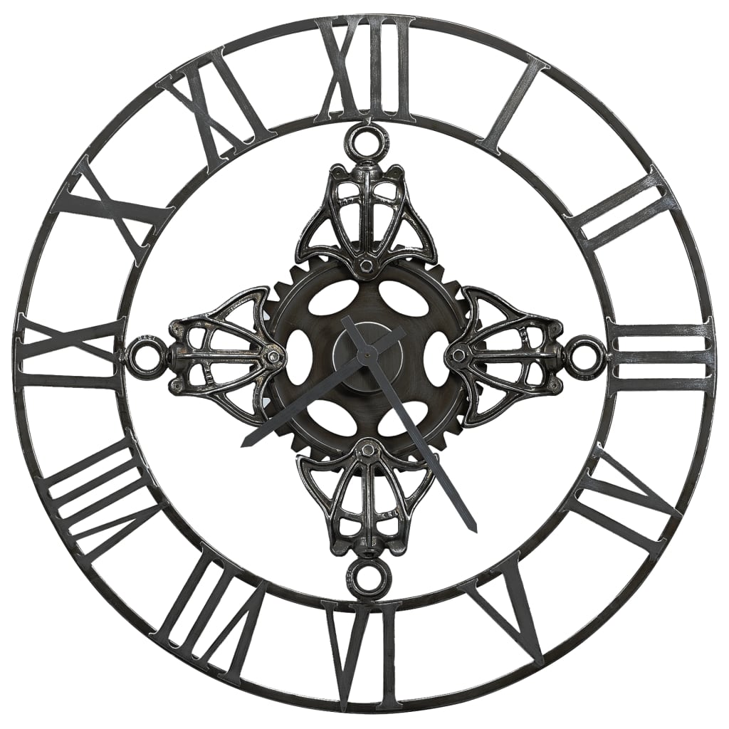 Reloj de pared de metal plateado 78 cm