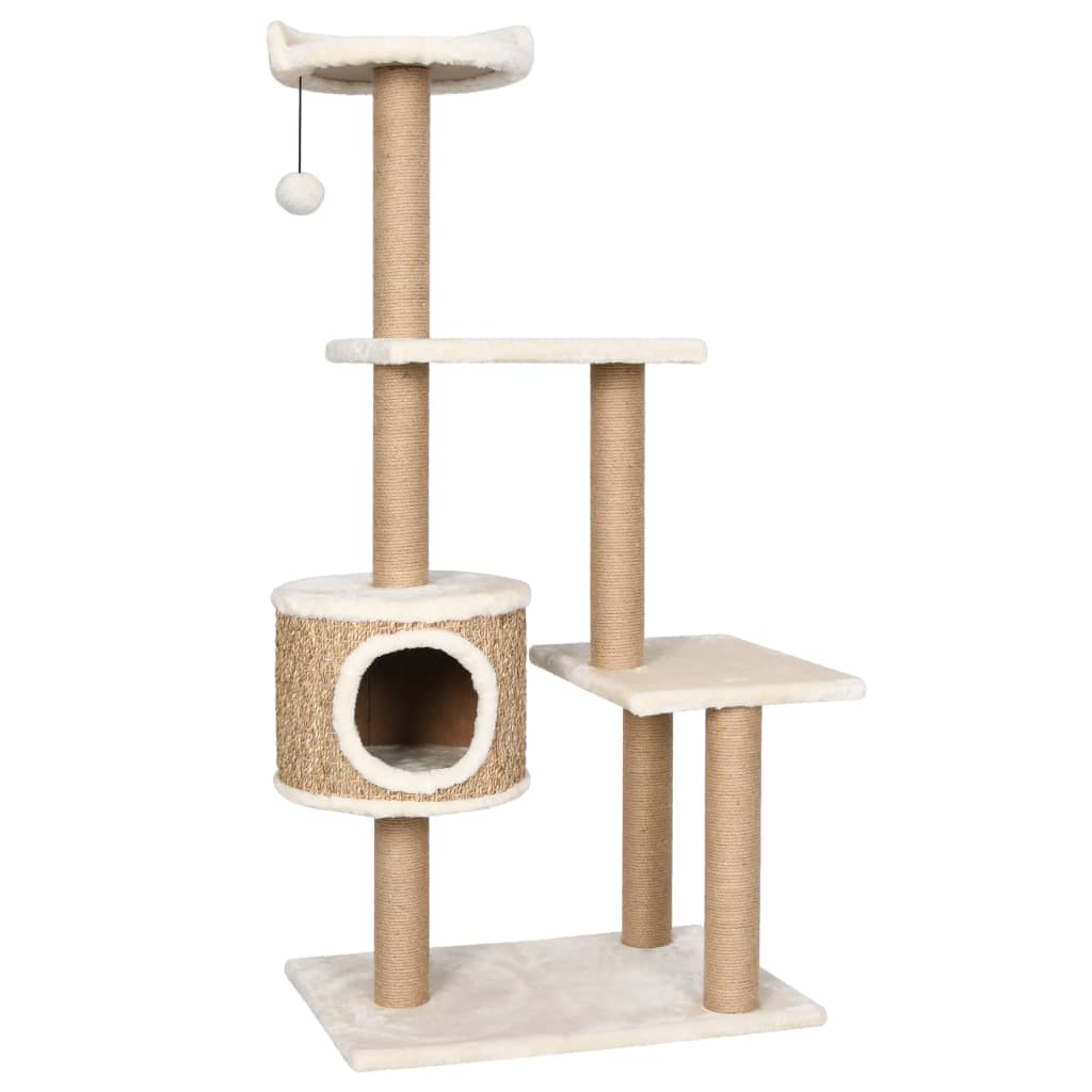 Árbol para gatos con poste rascador 123 cm hierba marina