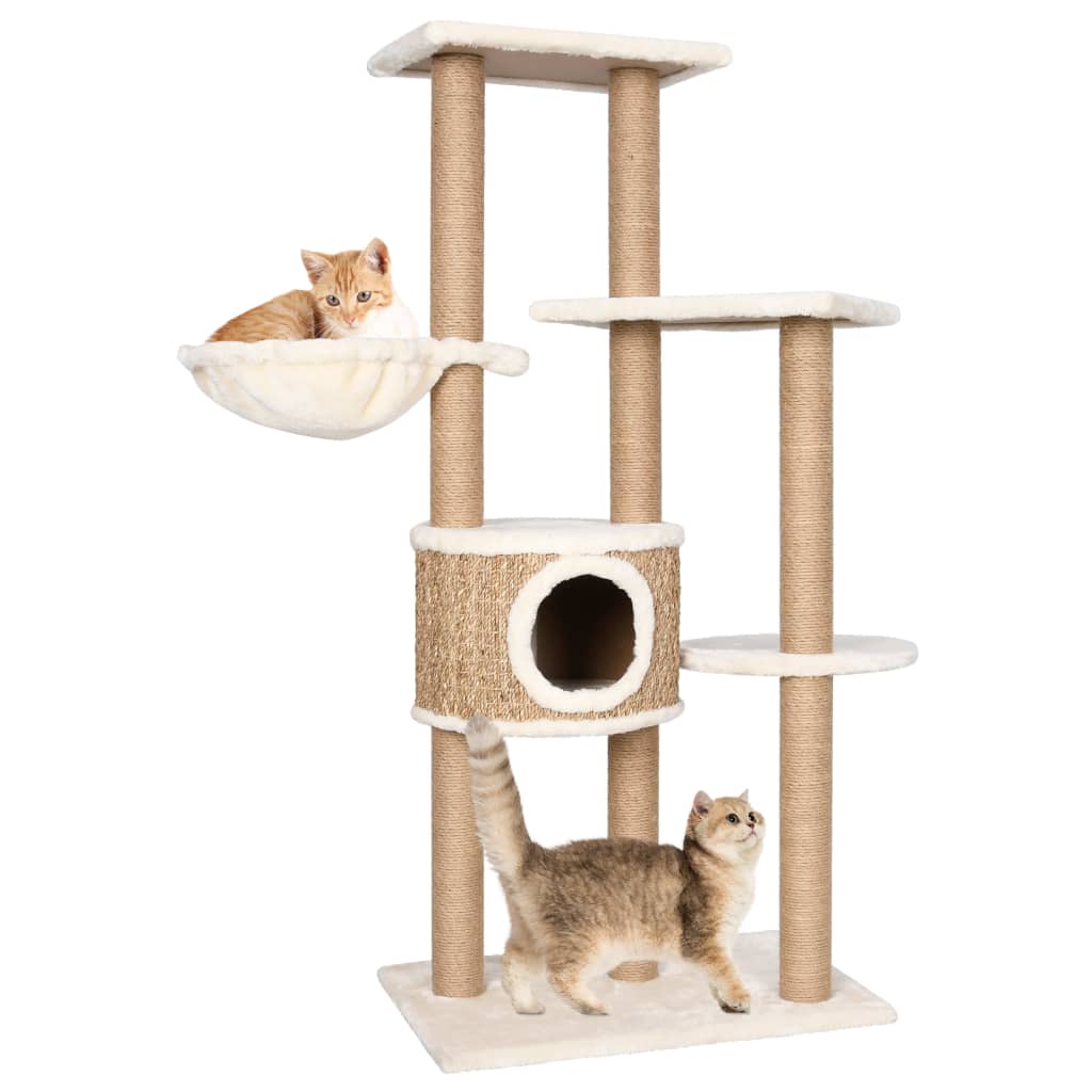 Árbol para gatos con poste rascador 126 cm hierba marina