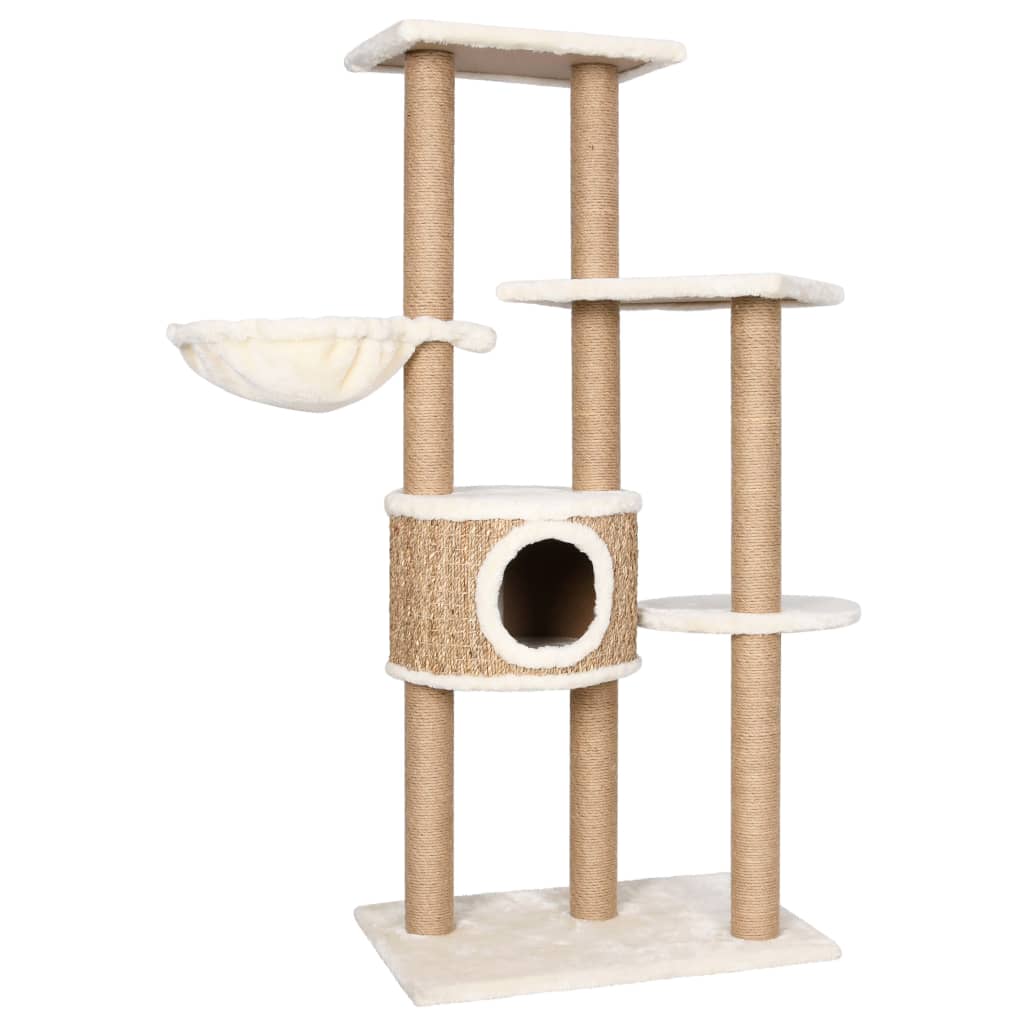 Árbol para gatos con poste rascador 126 cm hierba marina