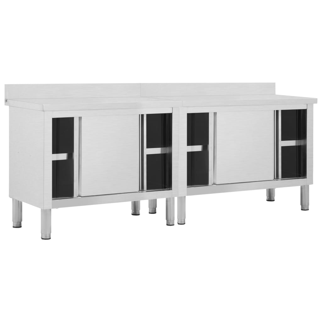 Tables de travail portes coulissantes 2 acier UD 240x50x (95-97) cm