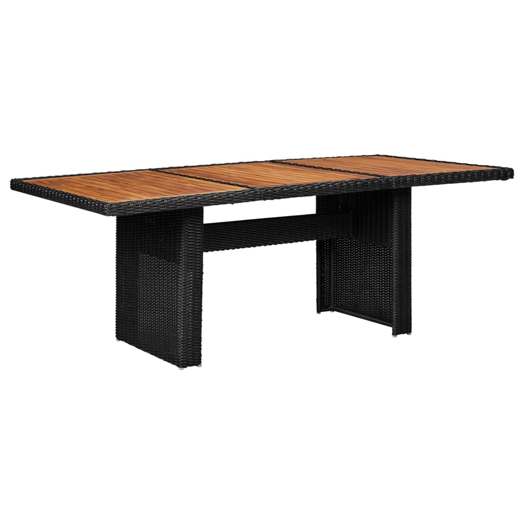 Vetonek Mesa de comedor de jardín ratán sintético negro 200x100x74 cm