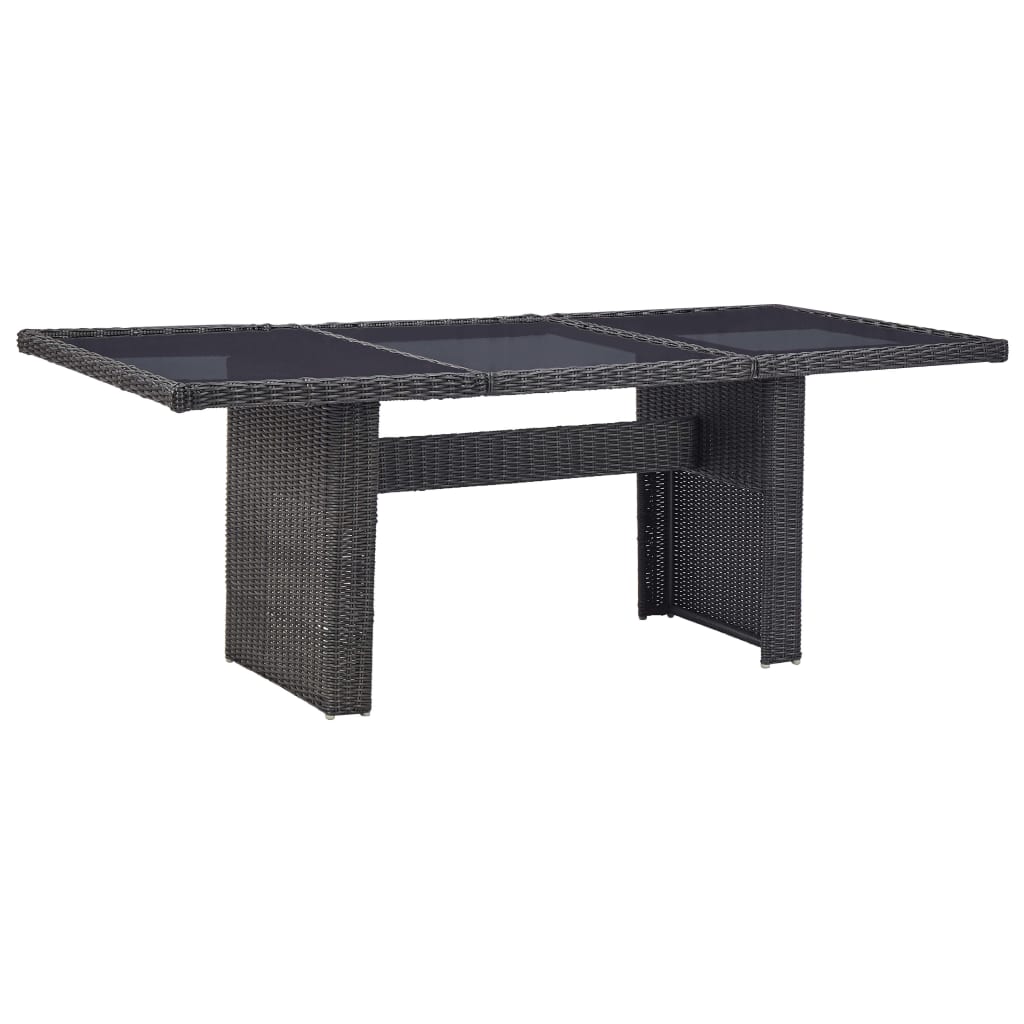 Vetonek Mesa comedor jardín vidrio ratán sintético negro 200x100x74 cm