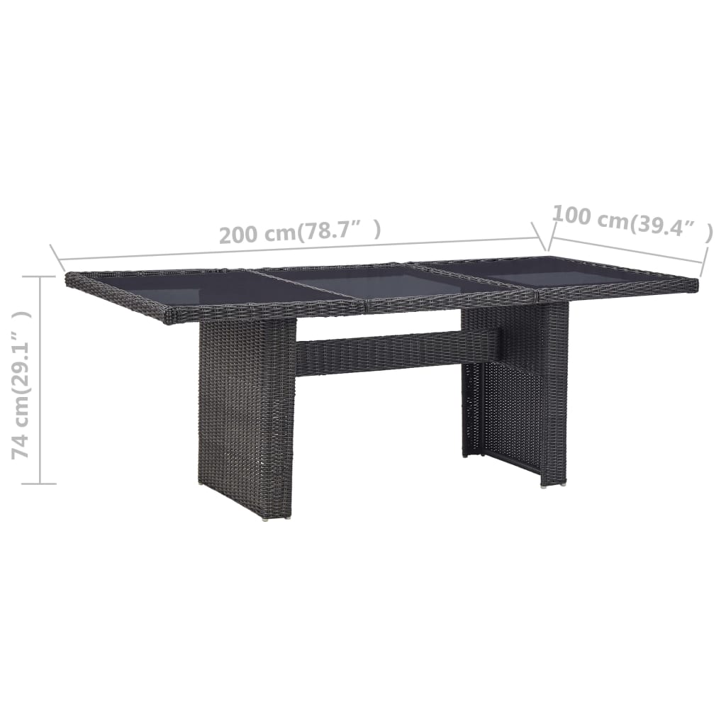 Black Synthetic Garden Garden Dining Table 200x100x74 cm