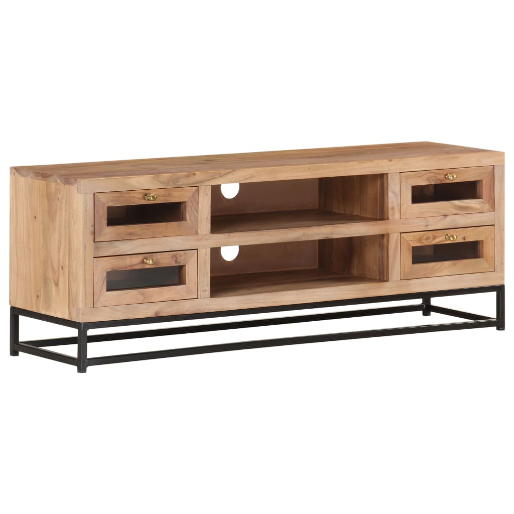 Vetonek Mueble de TV de madera maciza de acacia 110x30x40 cm 