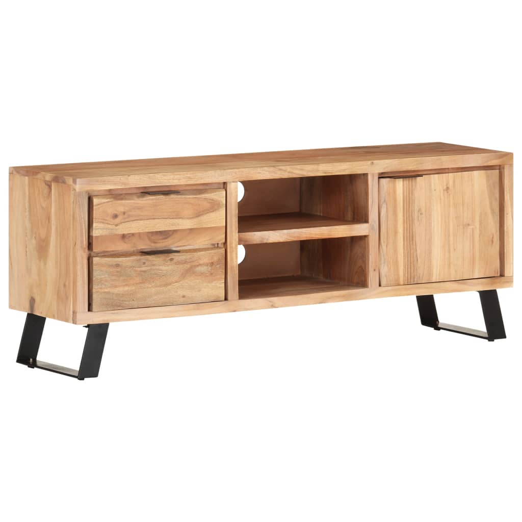 Vetonek Mueble de TV madera maciza acacia borde natural 120x30x42 cm