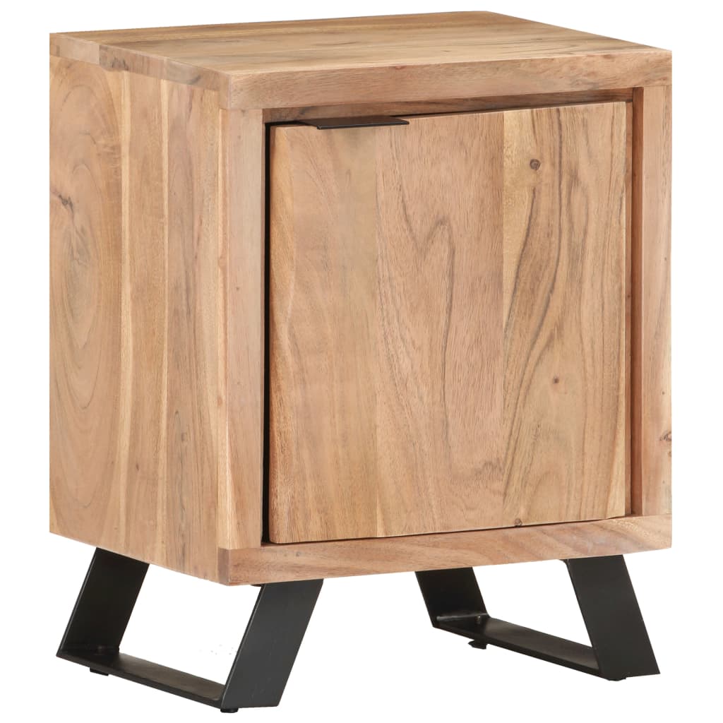 Comodino notturno acacia bordo naturale 40x30x50 cm