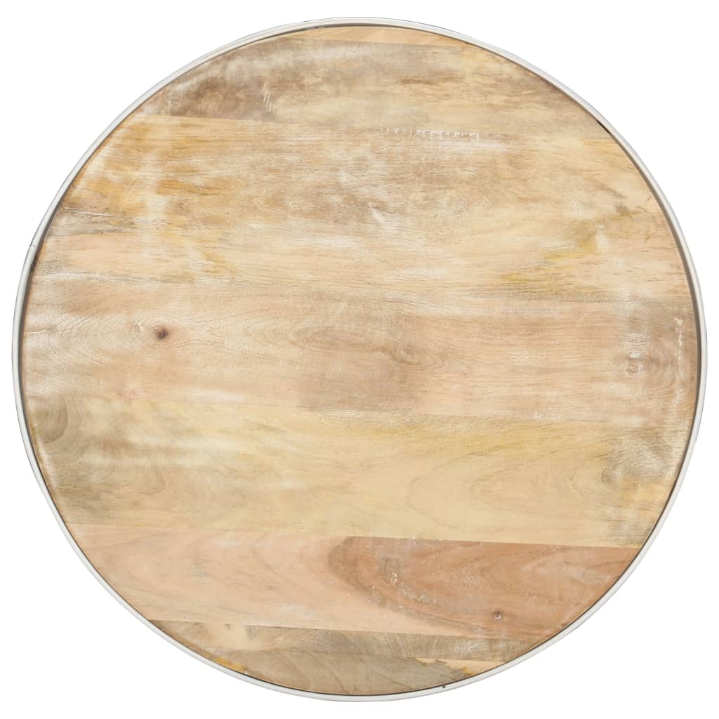 Mesa de centro de madera de mango maciza blanca 68x68x36 cm