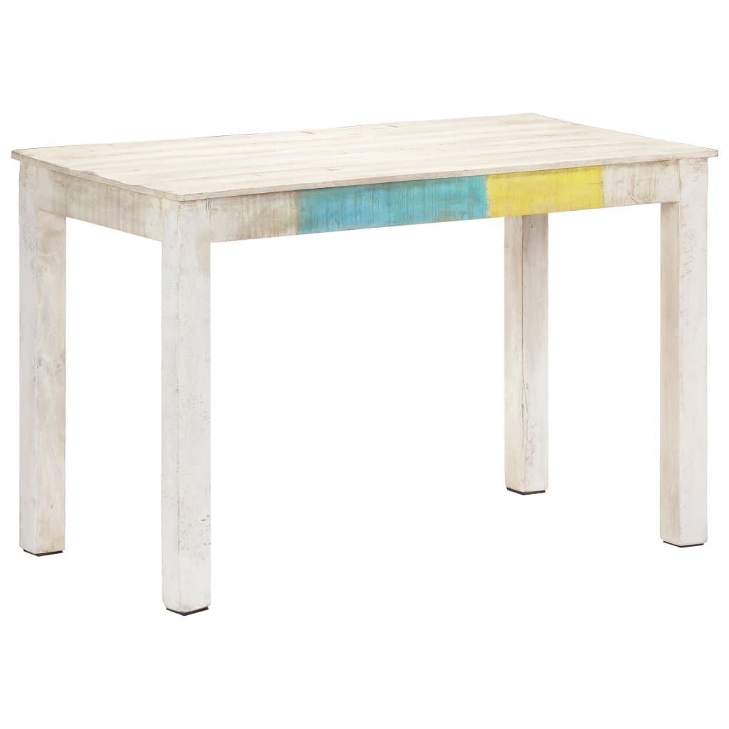 Vetonek Mesa de comedor madera maciza de mango blanca 120x60x76 cm