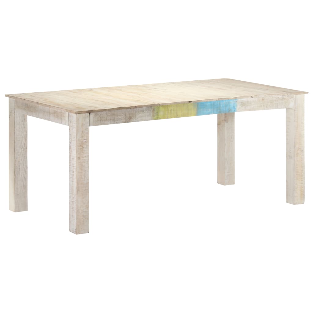 Vetonek Mesa de comedor de madera maciza de mango blanco 180x90x76 cm