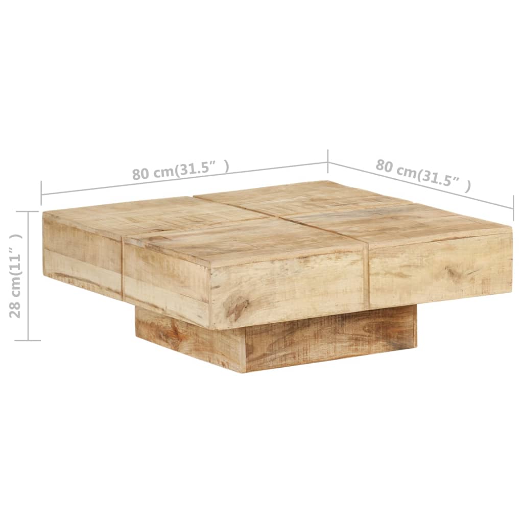 Mesa de centro de madera maciza de mango 80x80x28 cm vidaXL