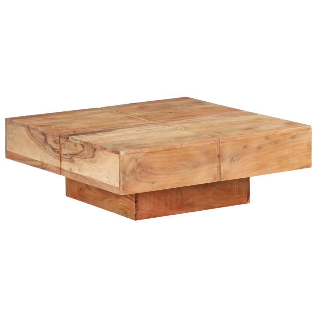 Vetonek Mesa de centro de madera maciza de acacia 80x80x28 cm