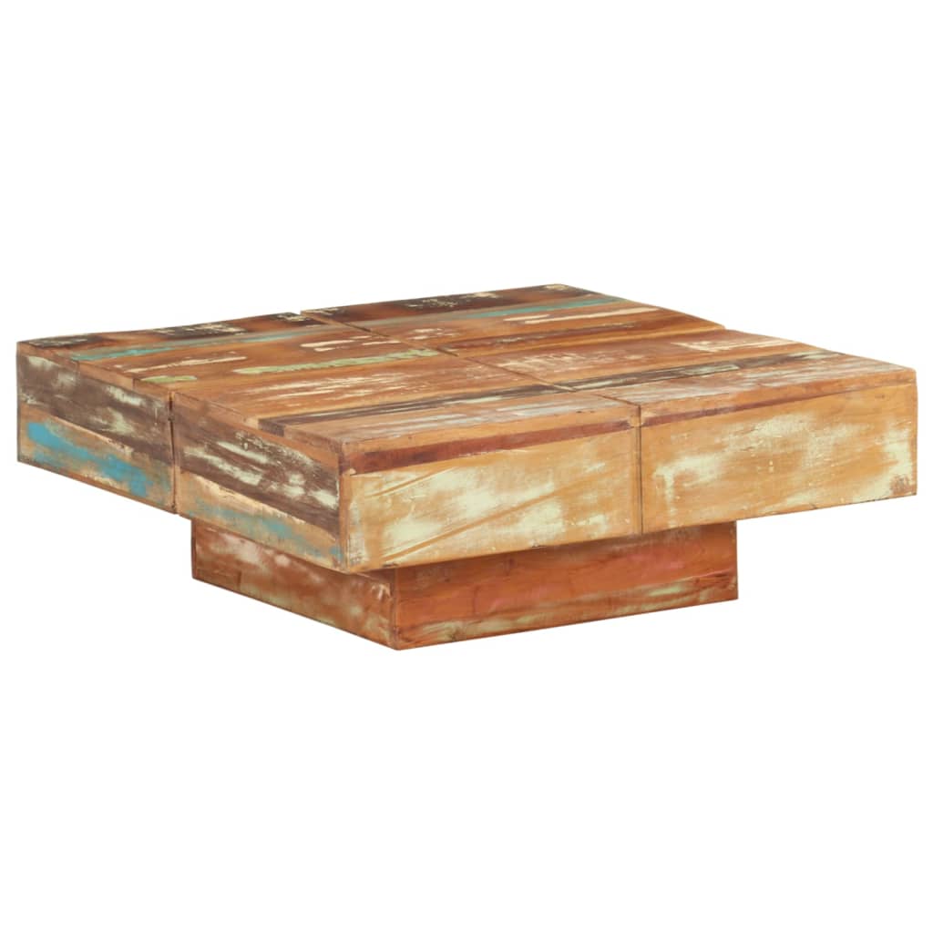 Vetonek Mesa de centro de madera maciza reciclada 80x80x28 cm