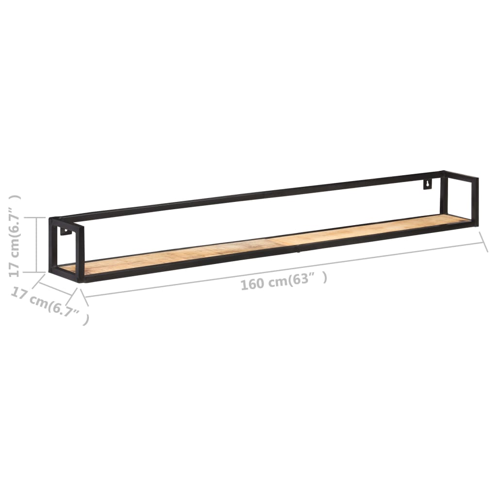 Estantes de pared 2 unidades 160 cm madera de mango rugosa