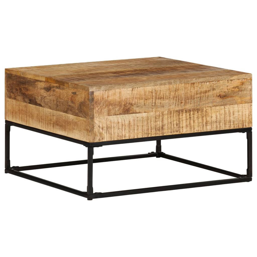 Vetonek Mesa de centro madera de mango rugosa 68x68x41 cm