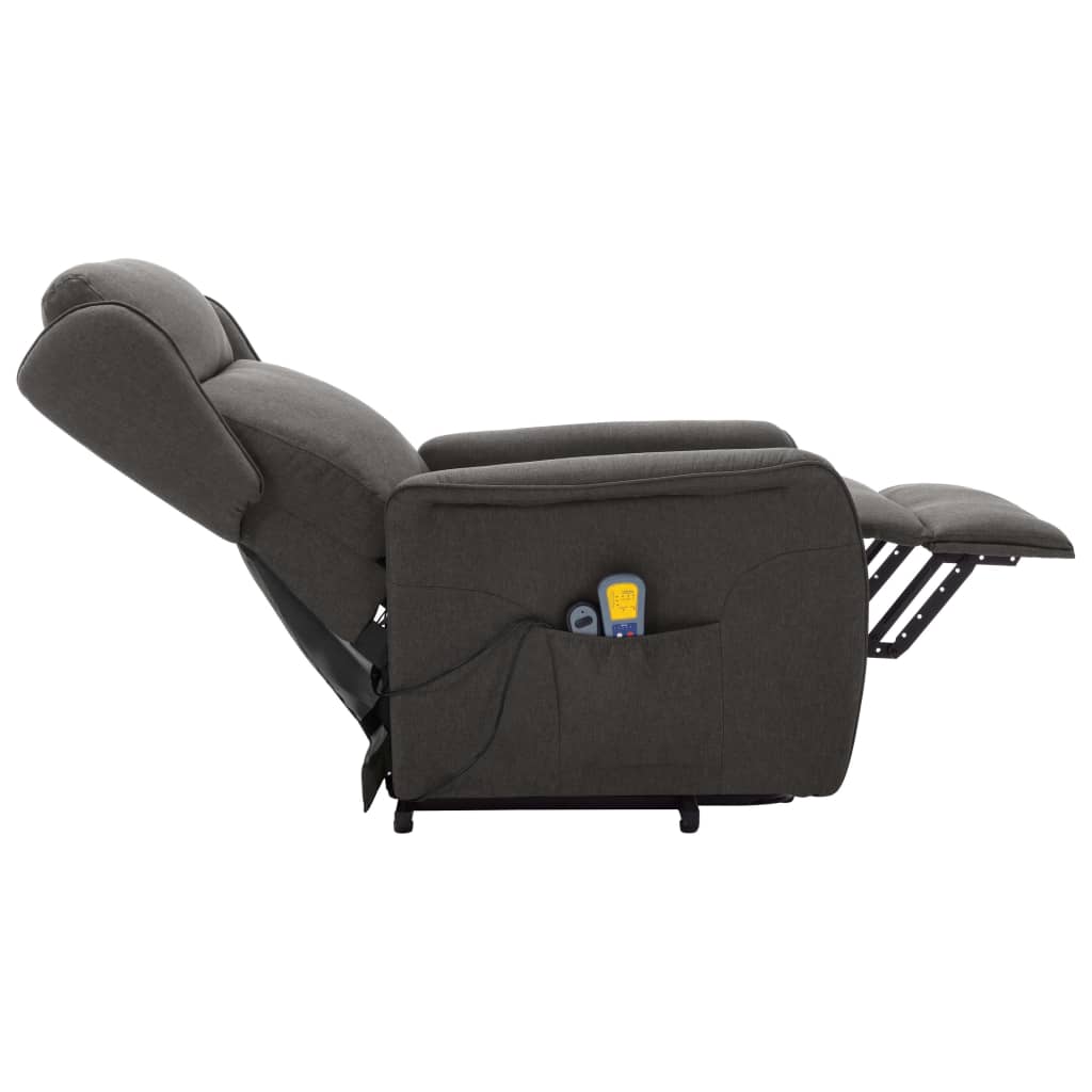 Sillón de masaje elevable tela gris oscuro vidaXL