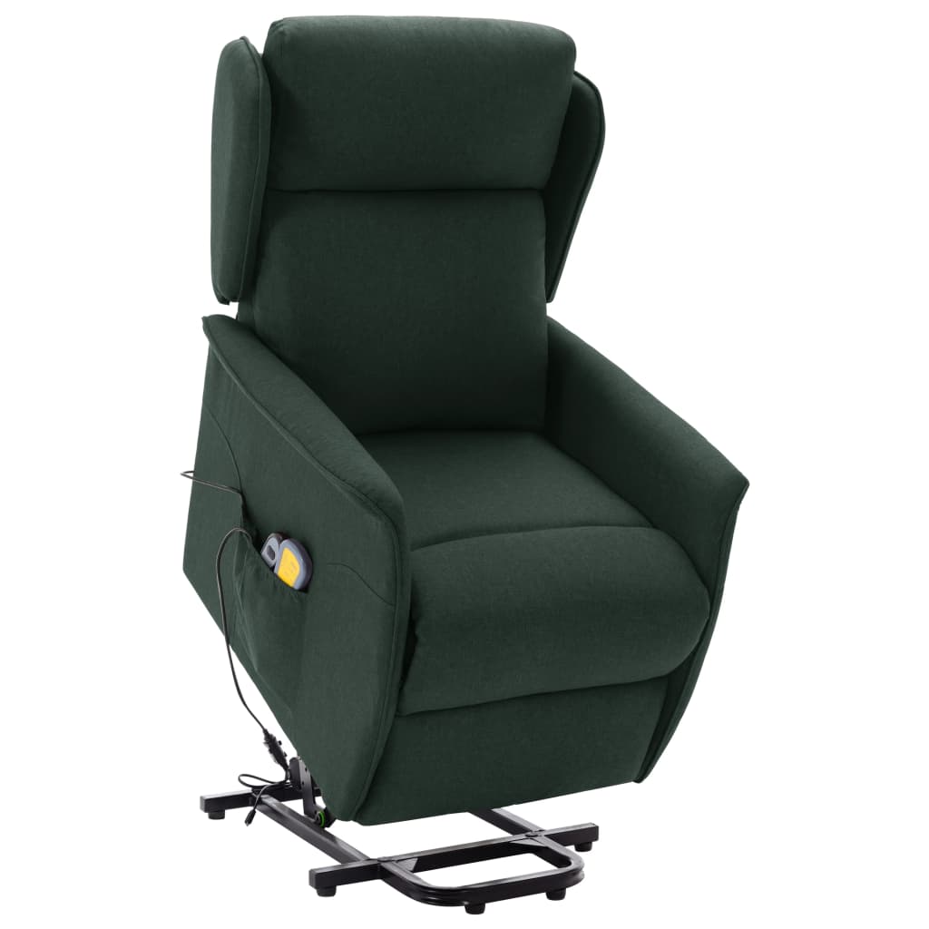 Vetonek Sillón de masaje elevable tela verde oscuro