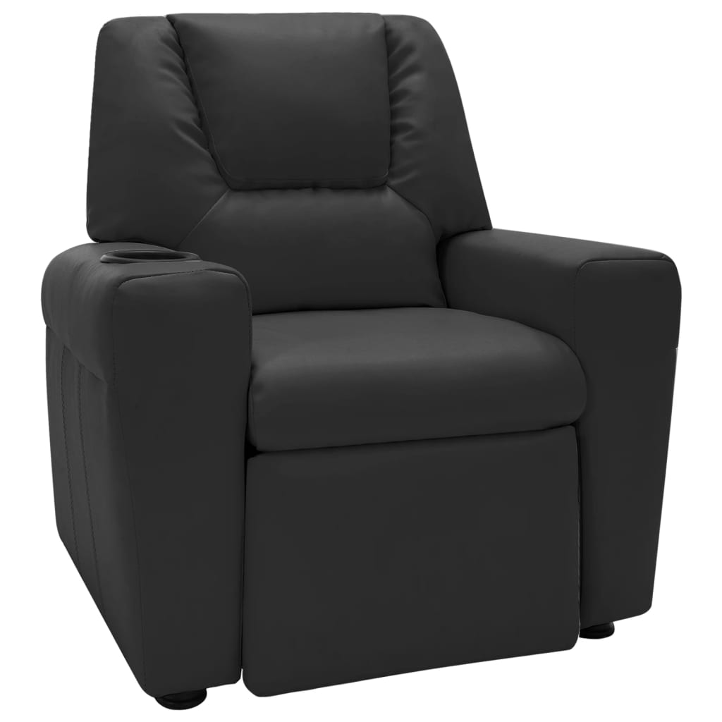 Vetonek Sillón reclinable para niños cuero sintético negro