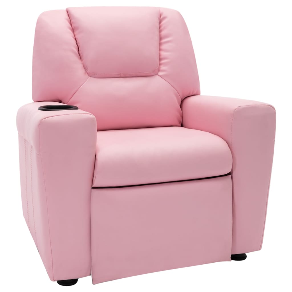 Vetonek Sillón reclinable para niños cuero sintético rosa