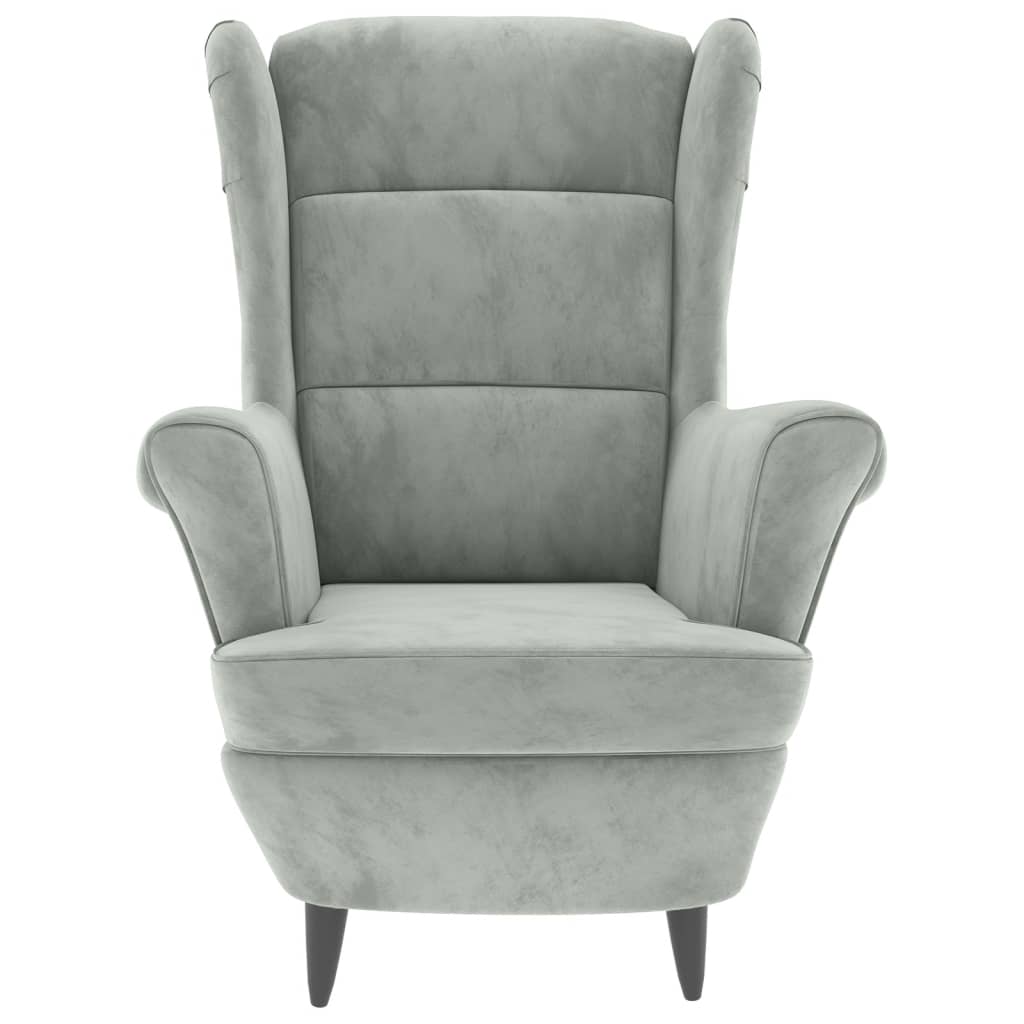 Light gray velvet armchair