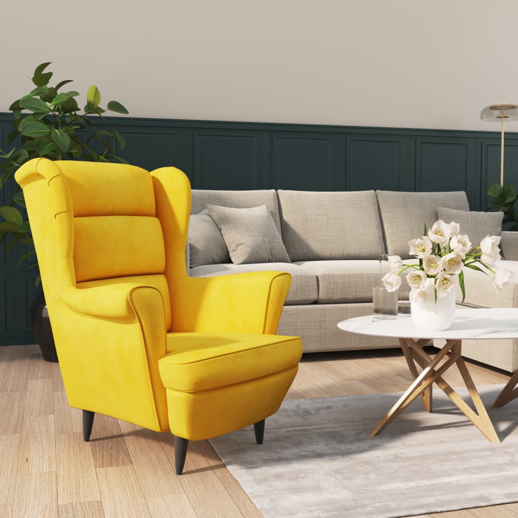 Vetonek Sillón de terciopelo amarillo mostaza