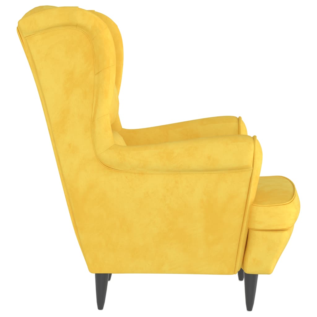 Sillón de terciopelo amarillo mostaza - Vetonek