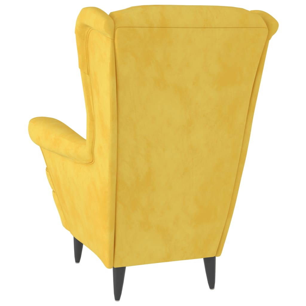 Sillón de terciopelo amarillo mostaza vidaXL