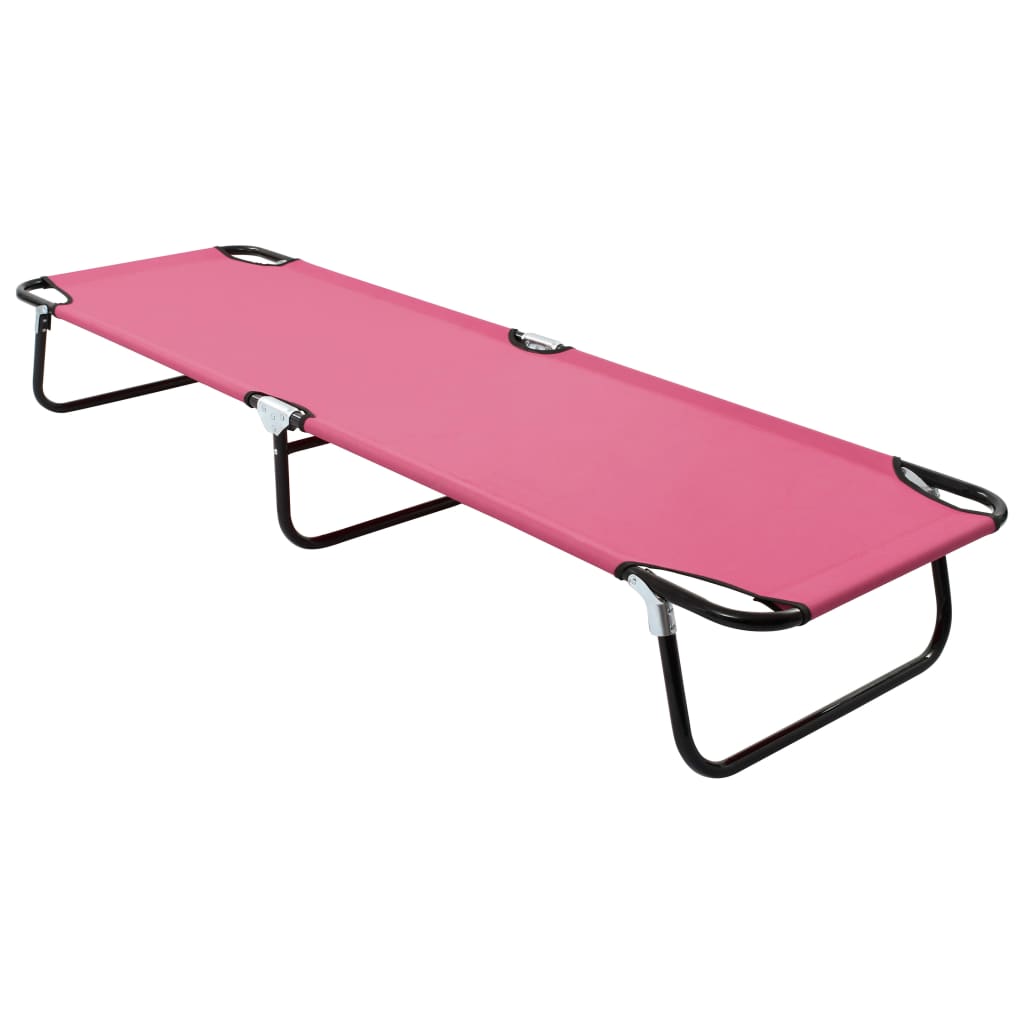 Vetonek Tumbona plegable de acero rosa