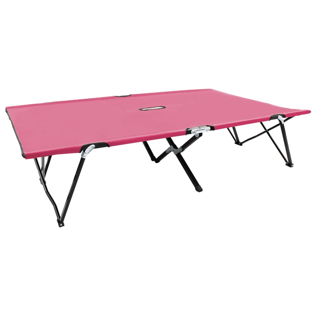 Vetonek Tumbona doble plegable acero rosa