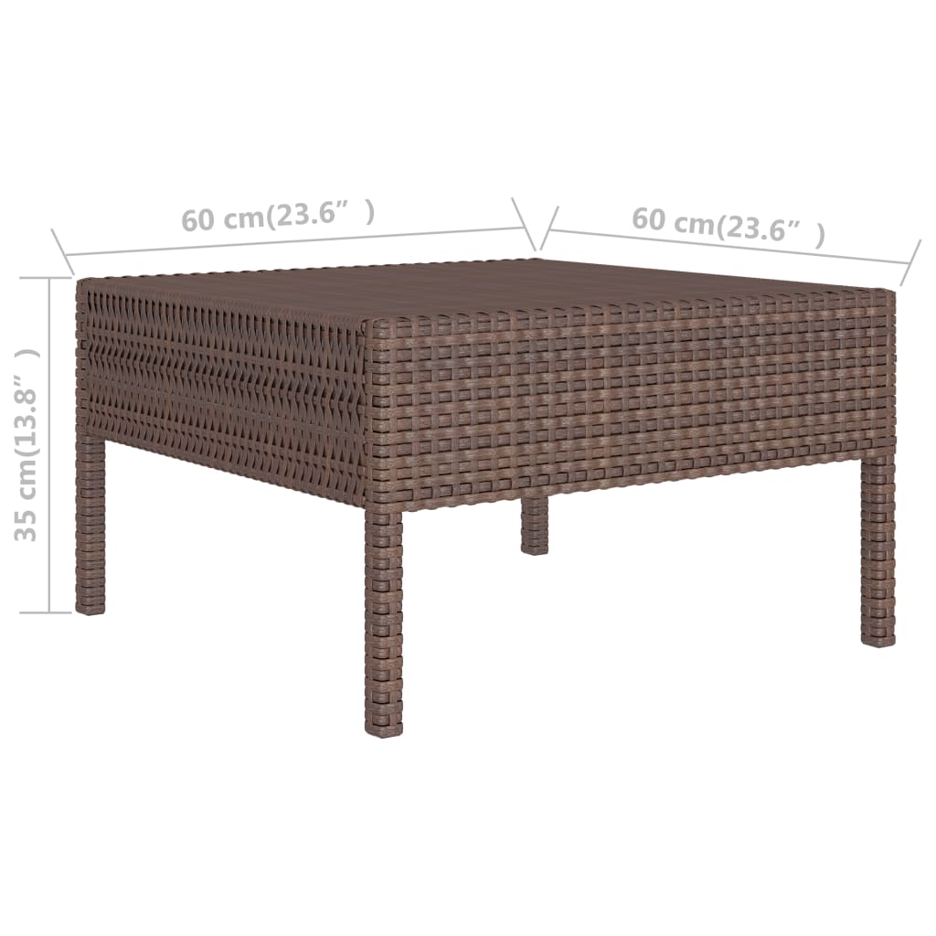 Set muebles de jardín 3 pzas y cojines ratán sintético marrón vidaXL