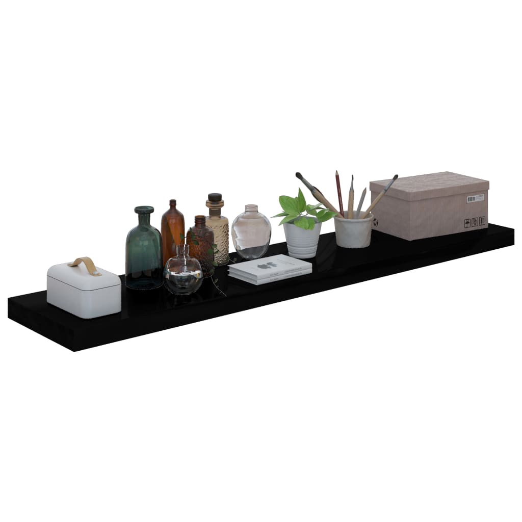 Estantes flotantes pared 4 uds MDF negro brillo 120x23,5x3,8 cm - Vetonek