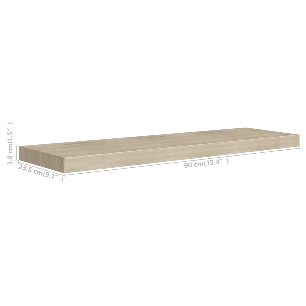 Estantes flotantes de pared 2 uds MDF roble 90x23,5x3,8 cm