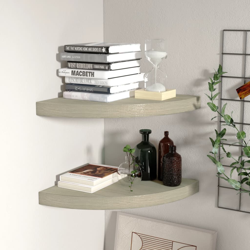 323926 Vetonek Floating Corner Shelves 2 pcs Oak 35x35x3,8 cm MDF