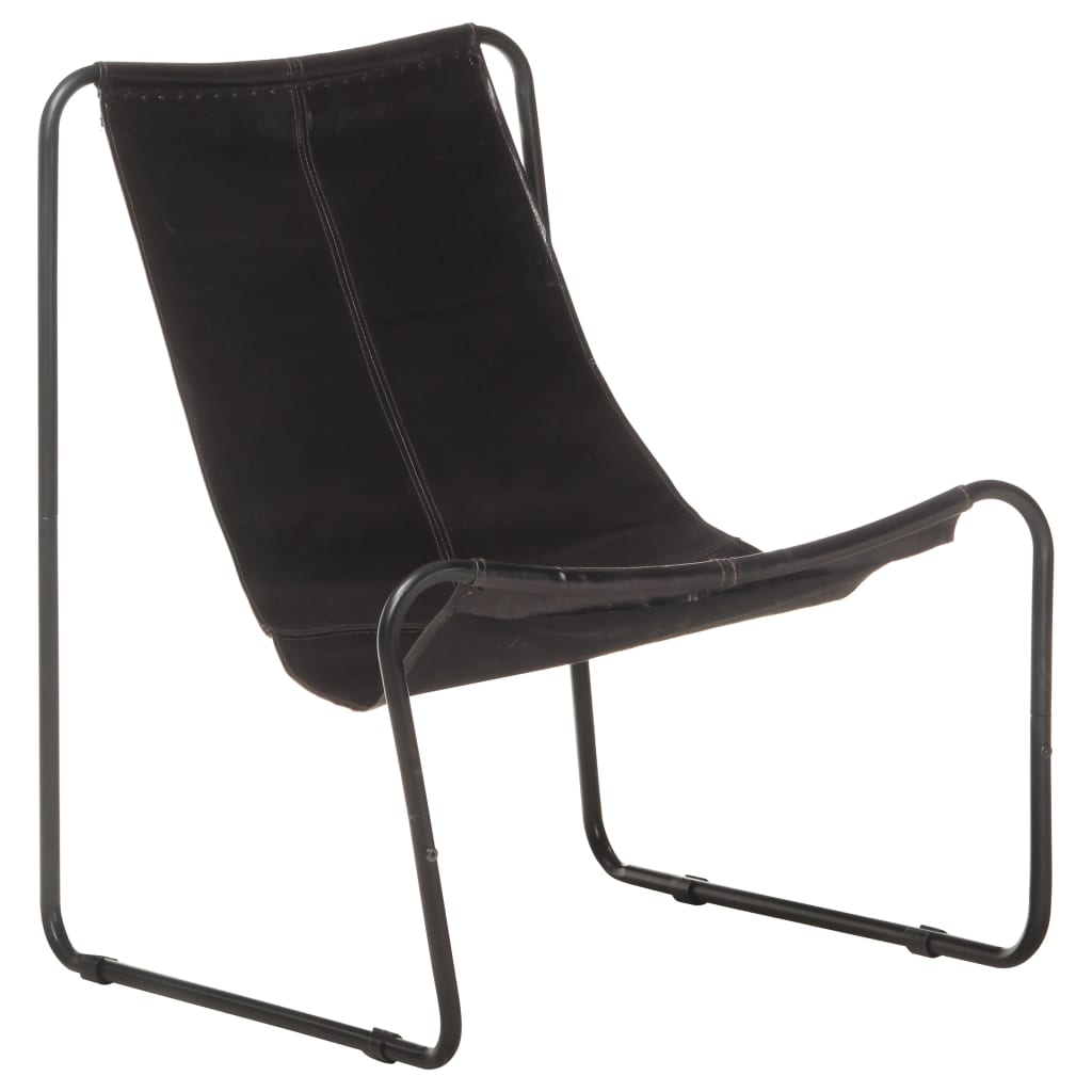 Vetonek Sillón de relax de cuero auténtico negro