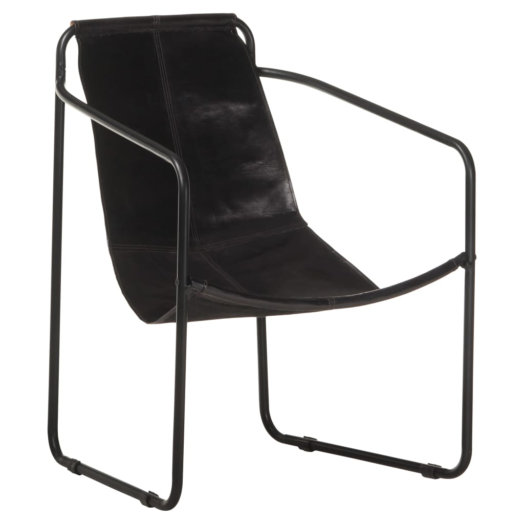 Vetonek Sillón de relajación de cuero auténtico negro