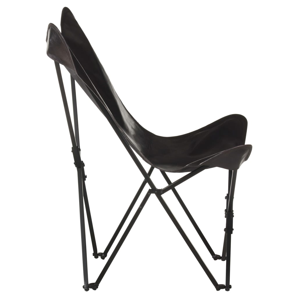 Black Black Leather Folding Broker Chair