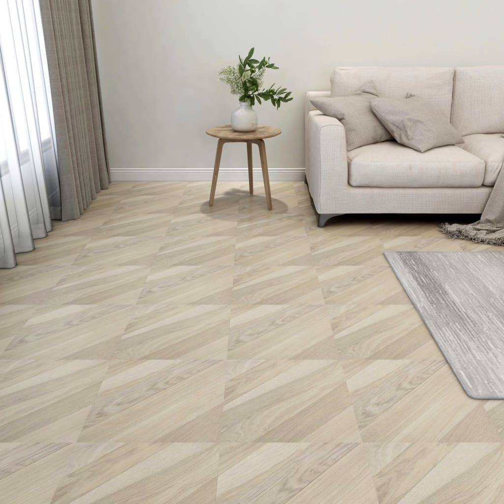 Vetonek Lamas para suelo autoadhesivas 55 uds PVC beige a rayas 5,11 m²