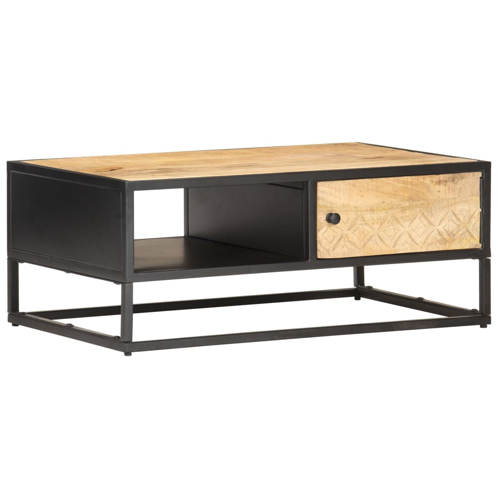 Vetonek Mueble de TV puerta tallada madera de mango rugosa 90x55x36 cm