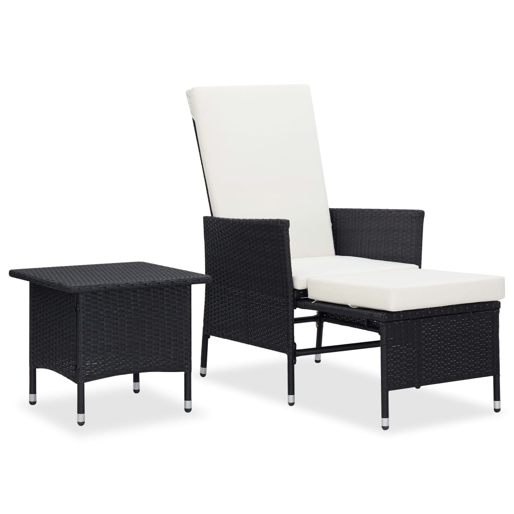 Vetonek Set muebles de jardín 2 piezas y cojines ratán sintético negro