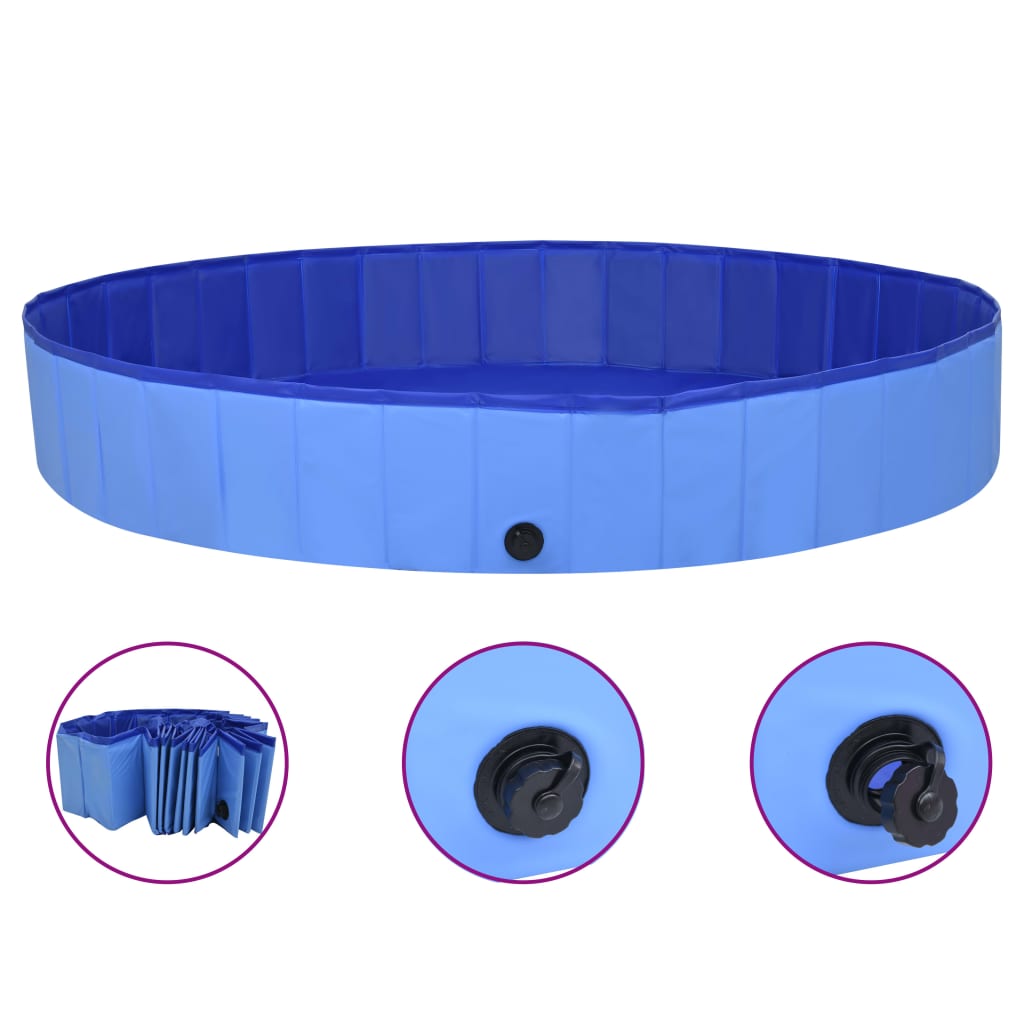 Piscina para perros plegable PVC azul 200x30 cm