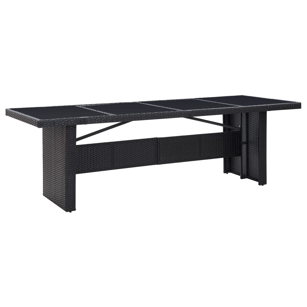 Vetonek Mesa de jardín ratán sintético y vidrio negro 240x90x74 cm