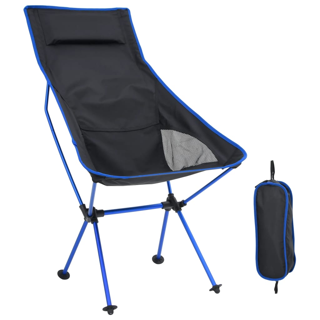 Vetonek Silla de camping plegable PVC y aluminio negro