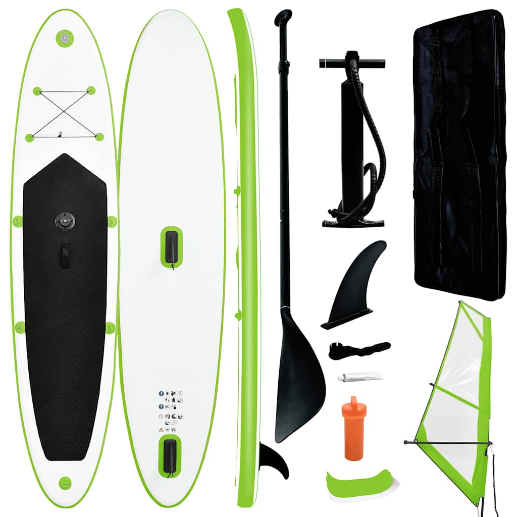 Vetonek Tabla de paddle surf inflable con vela verde y blanca