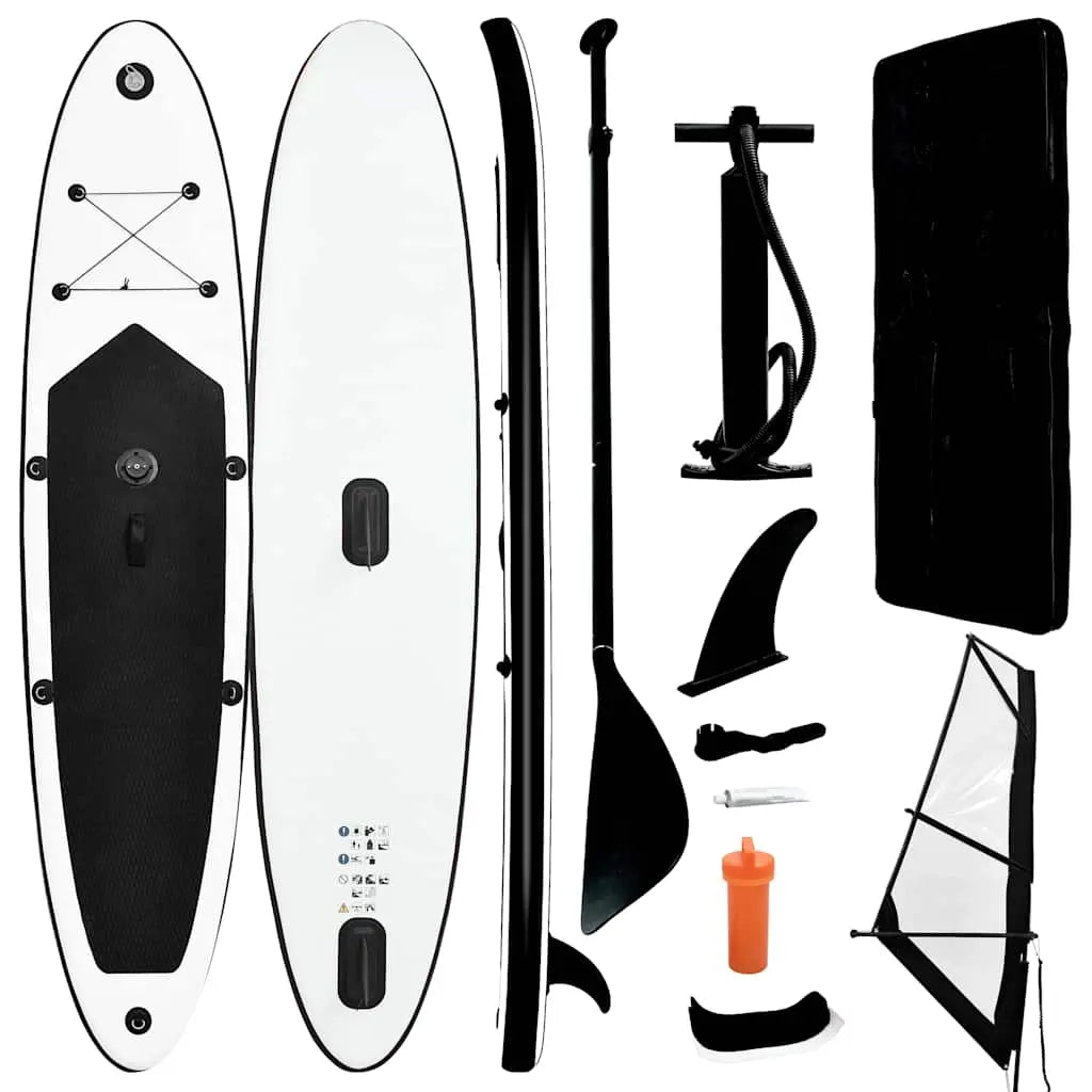 Vetonek Tabla de paddle surf inflable con vela negro y blanco