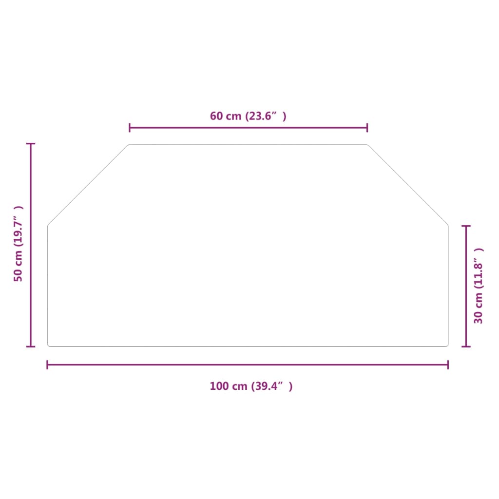 Placa de vidrio para chimenea hexagonal 100x50 cm